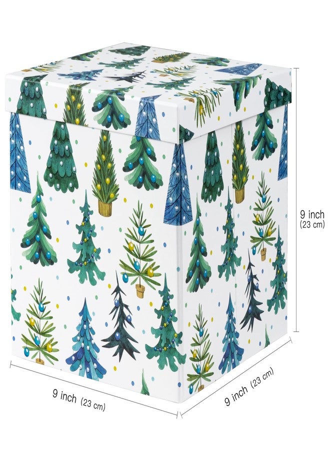 WRAPAHOLIC 9" Christmas Gift Box with Lid - Luminous Xmas Tree Design Gift Box and 2 Pcs Tissue Paper for Christmas, Holiday, Party, Gift Giving and More - Image 2